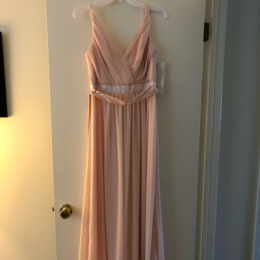 Bill Levkoff chiffon gown #7026 petal pink size 8